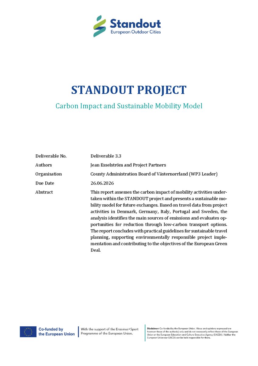 Cover of the report Carbon Impact and Sustainable Mobility Model